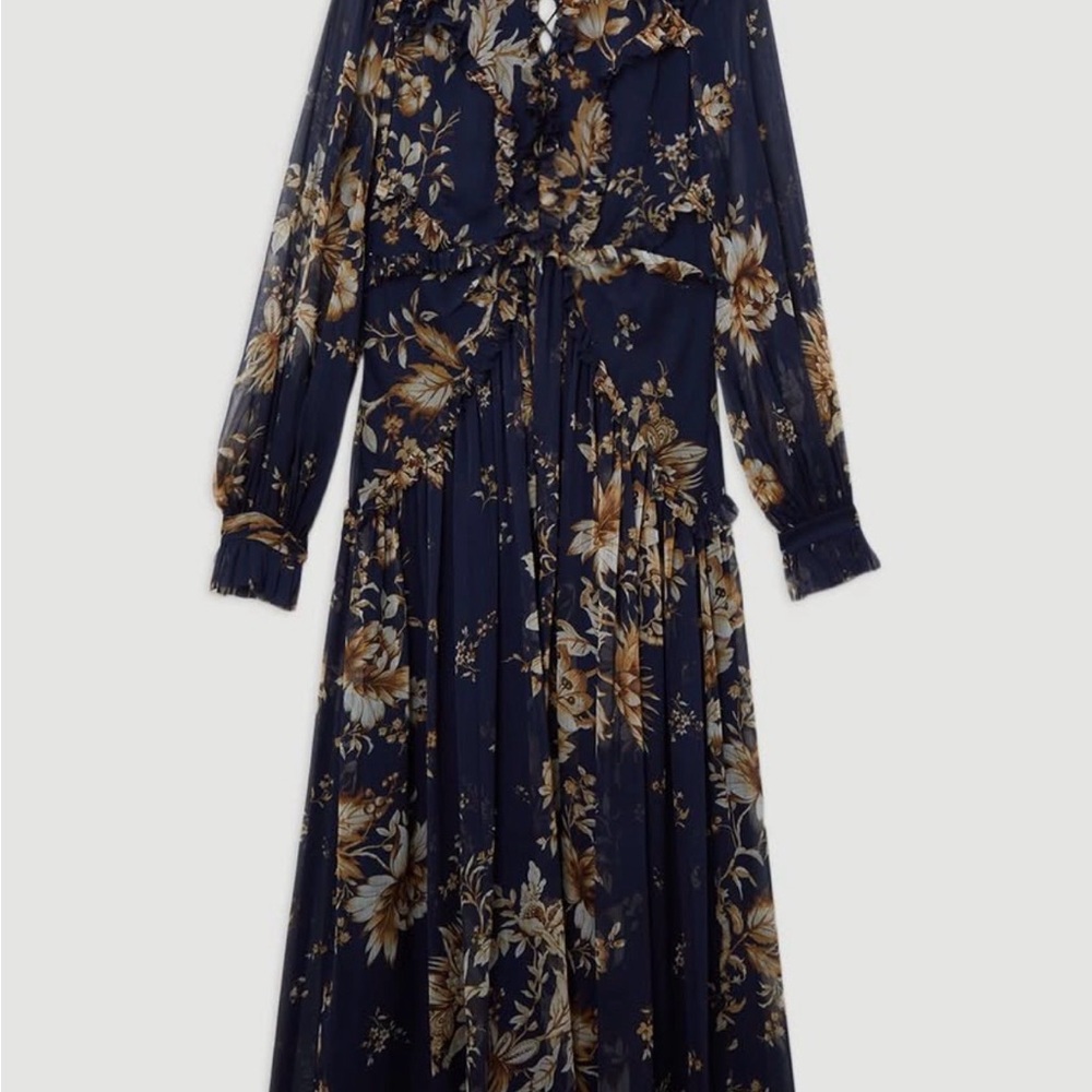 Floral Navy and Brown Maxi Dress
